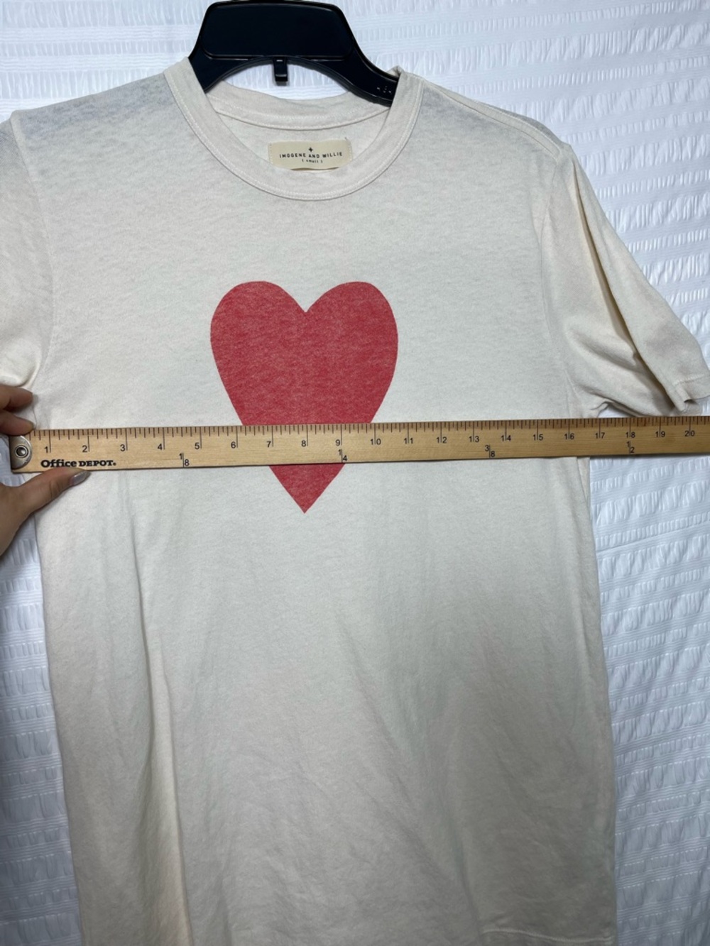 Imogene and Willie Women’s Heart Cotton Crewneck Cream T-shirt Size Small - Picture 5 of 6